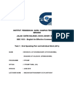 Institut Pendidikan Guru Kampus Temenggong Ibrahim Jalan Datin Halimah, 80350 Johor Bahru. GEC 1033 - English For Effective Communication