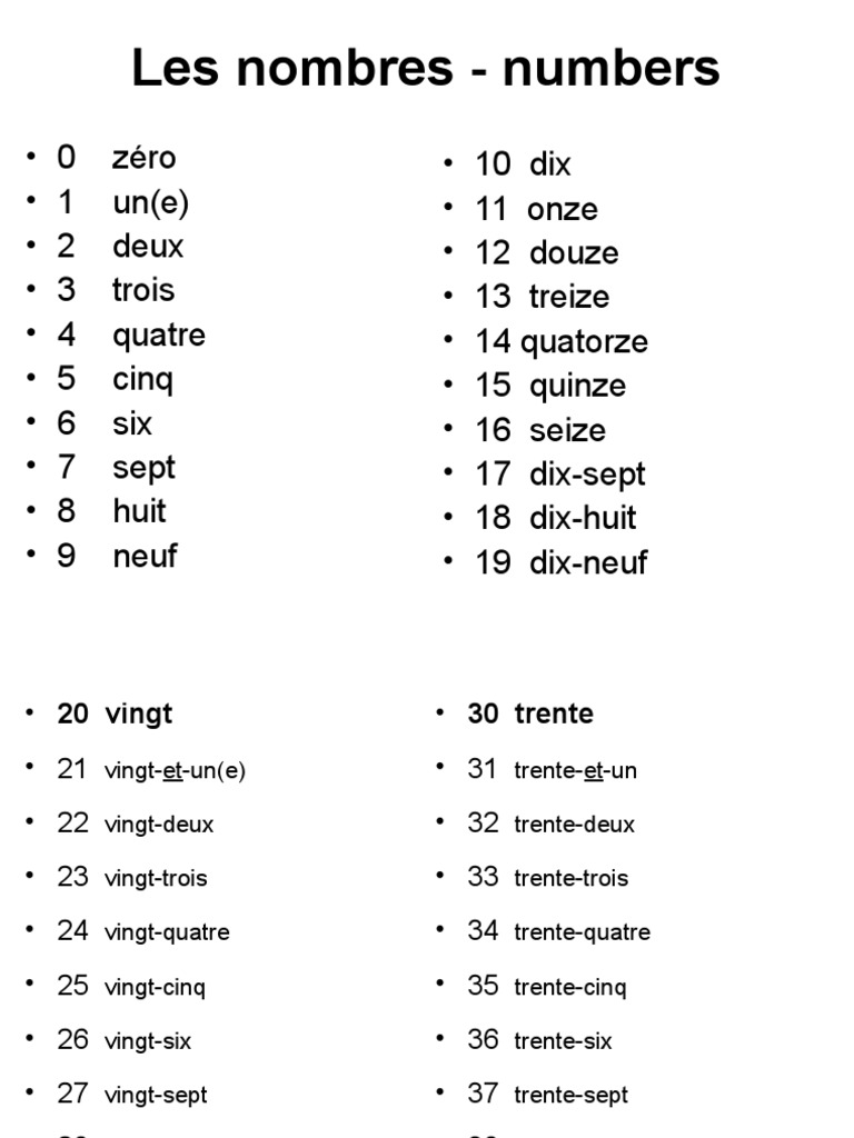 Les Nombres Numbers