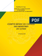 Compte-Rendu de La Réunion Du Conseil Des Ministres Du 5 Octobre 2015.
