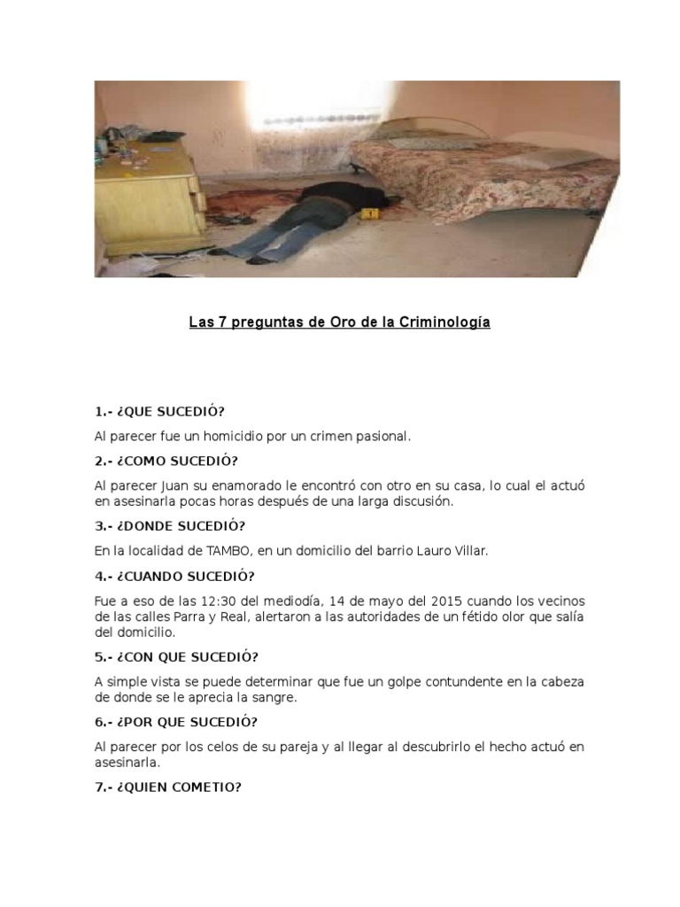 Las 7 Preguntas de Oro de La Criminología