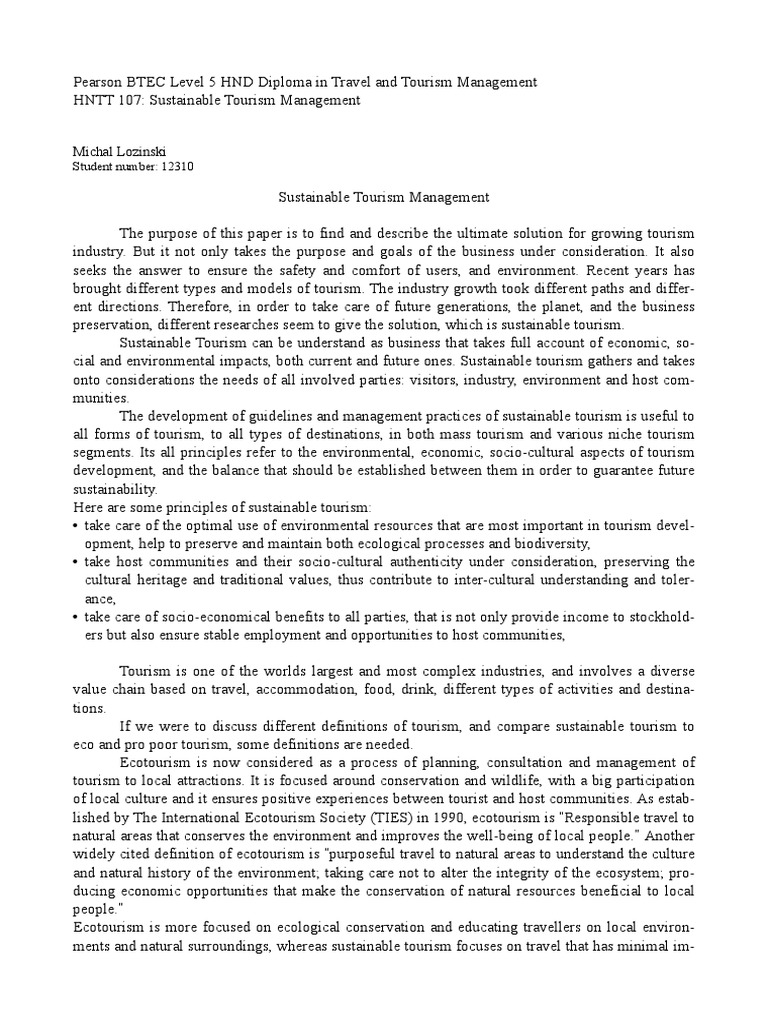 Understanding Sustainable Tourism Management | PDF | Tourism ...