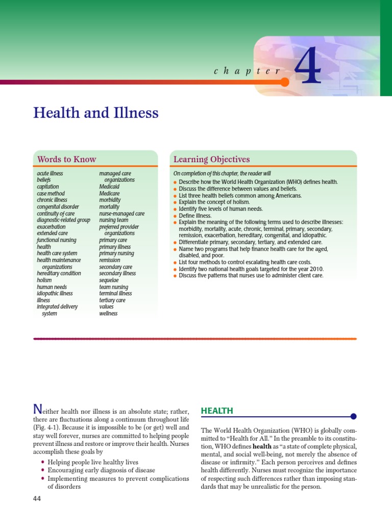 Understanding Health and Illness Concepts | PDF | Health Maintenance ...