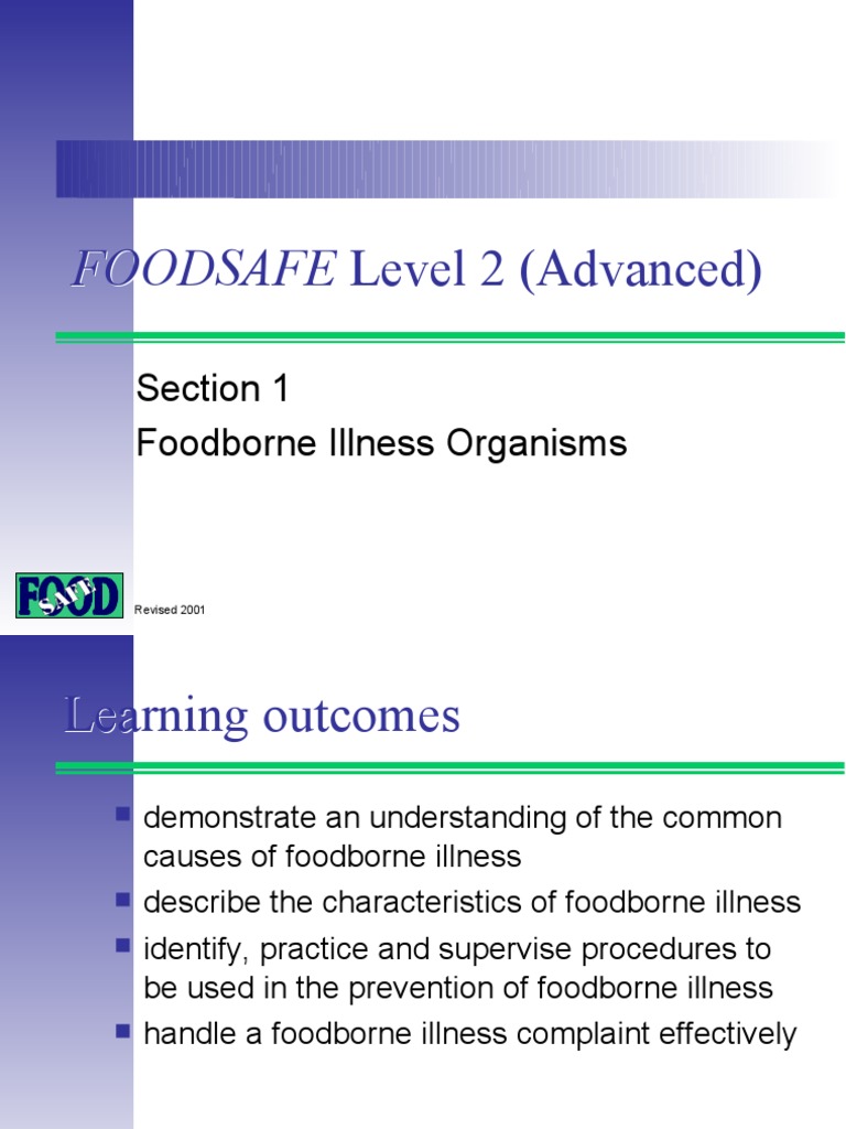 Food safe level 2 part 1 Foodborne Illness Infection