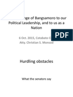 The Challenge of Bangsamoro To Our Political Leadership, and To Us As A Nation