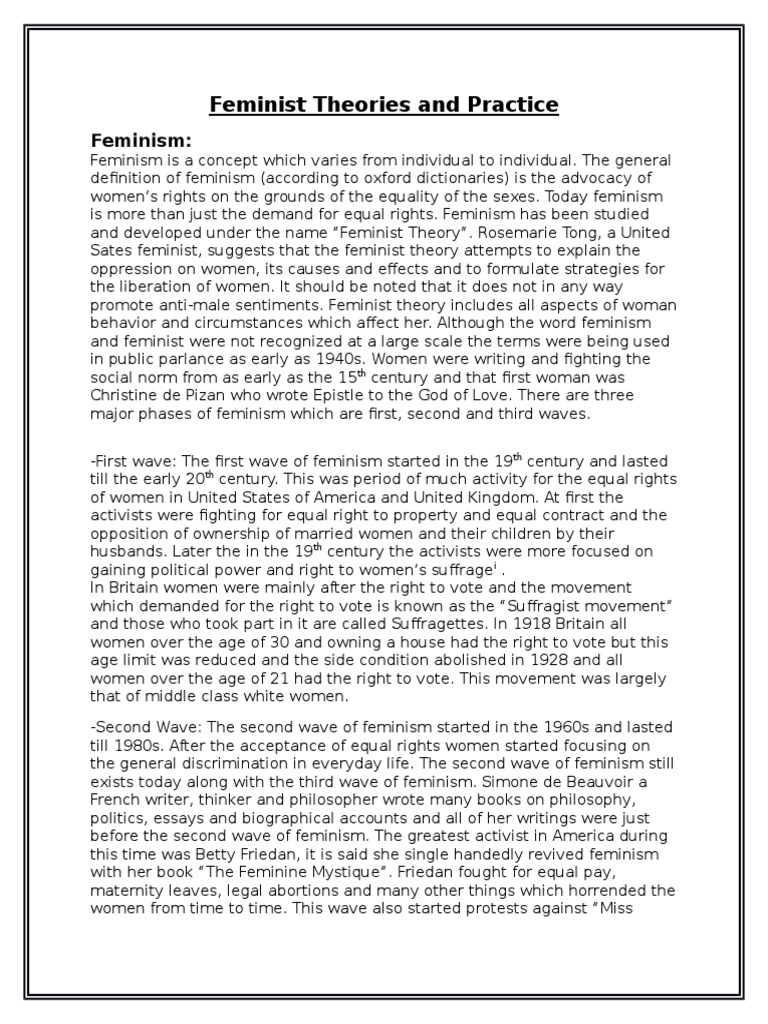 Feminist Theories and Practice | Download Free PDF | Feminism | Gender ...