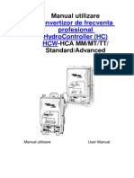 Manual Utilizare Convertizor de Frecventa Profesional HydroController (HC) HCW-HCA MM/MT/TT/ Standard/Advanced