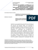 Ofertas de Trabalho Na Web para Os Profissionais Brasileiros Da Informação-Documentação Análise Das Competências e Habilidades Exigidas