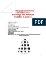 Genealogy Societies in Quebec Genealogical Collections
