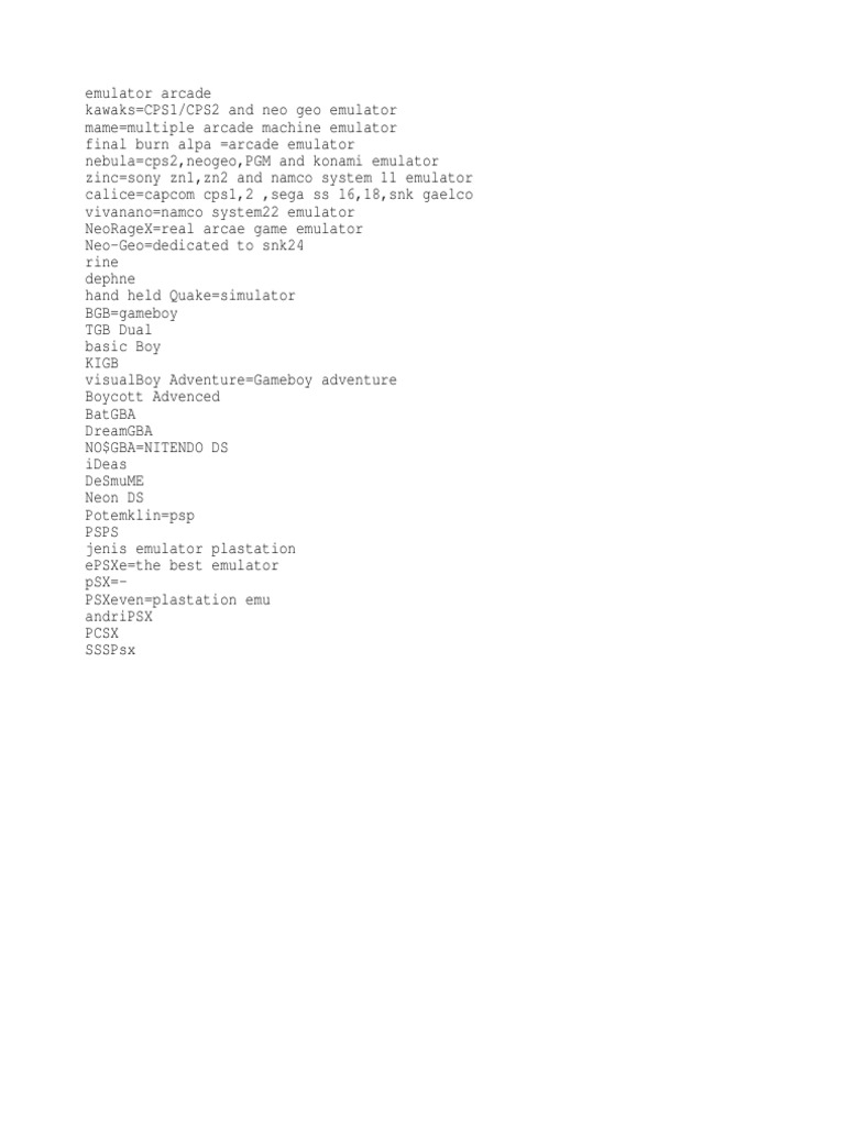 Arcade and Console Emulator Guide | PDF