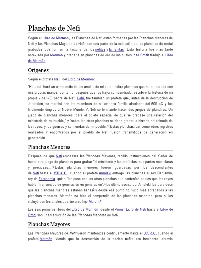 Planchas de Nefi | PDF | Mormonismo | Trabajos