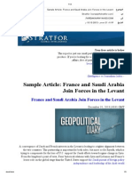 Sample Article: France and Saudi Arabia Join Forces in The Levant