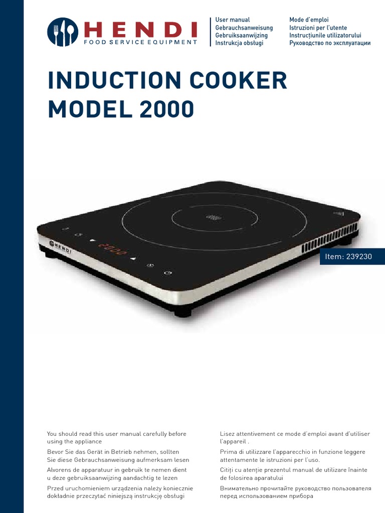 Manual 239230 Induction Cooker 2000 Equipment Electricity Free 30
