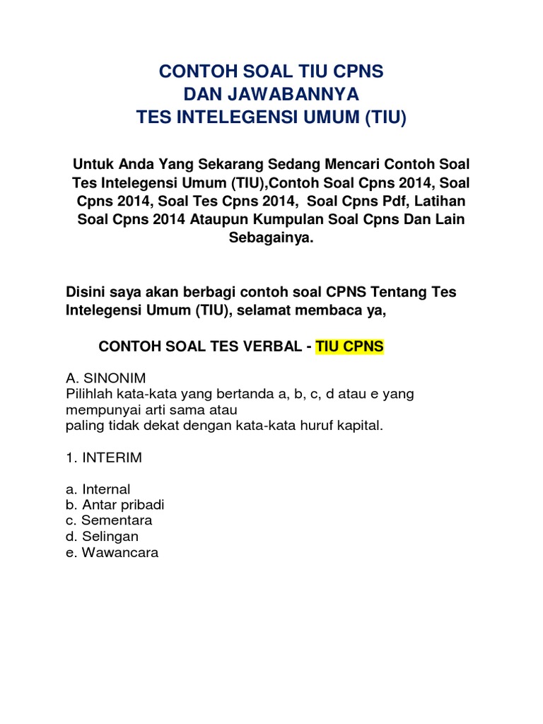 Soal Gambar Tiu Cpns