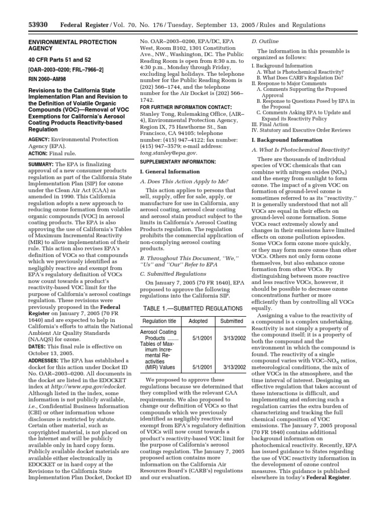 Federal Register / Vol. 70, No. 176 / Tuesday, September 13, 2005