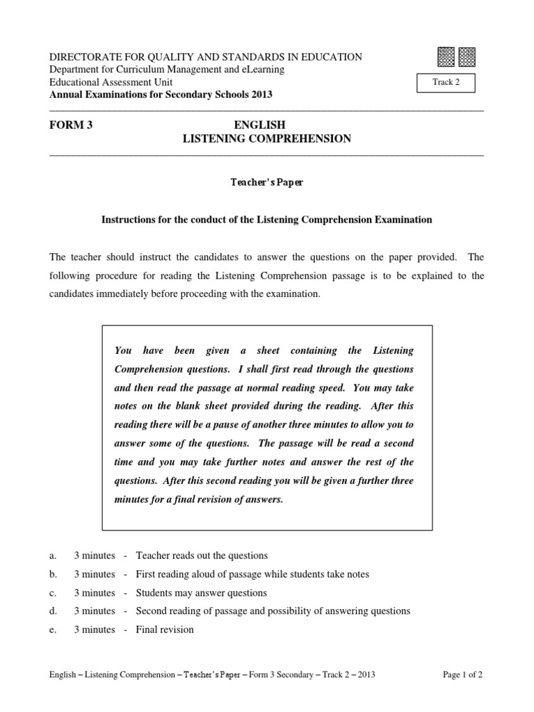 Form3 Exercise Pdf Pdf Reading Comprehension Teaching And Learning