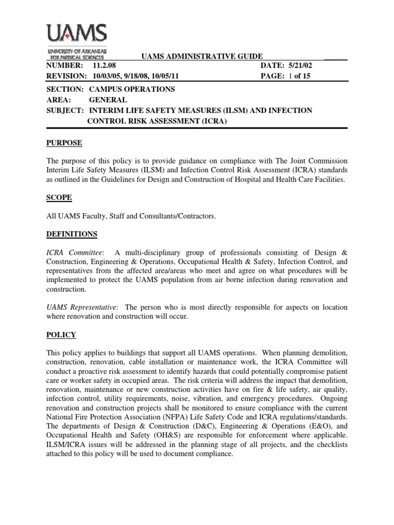 11 2 08 Interim Life Safety Measures and Infection Control Risk