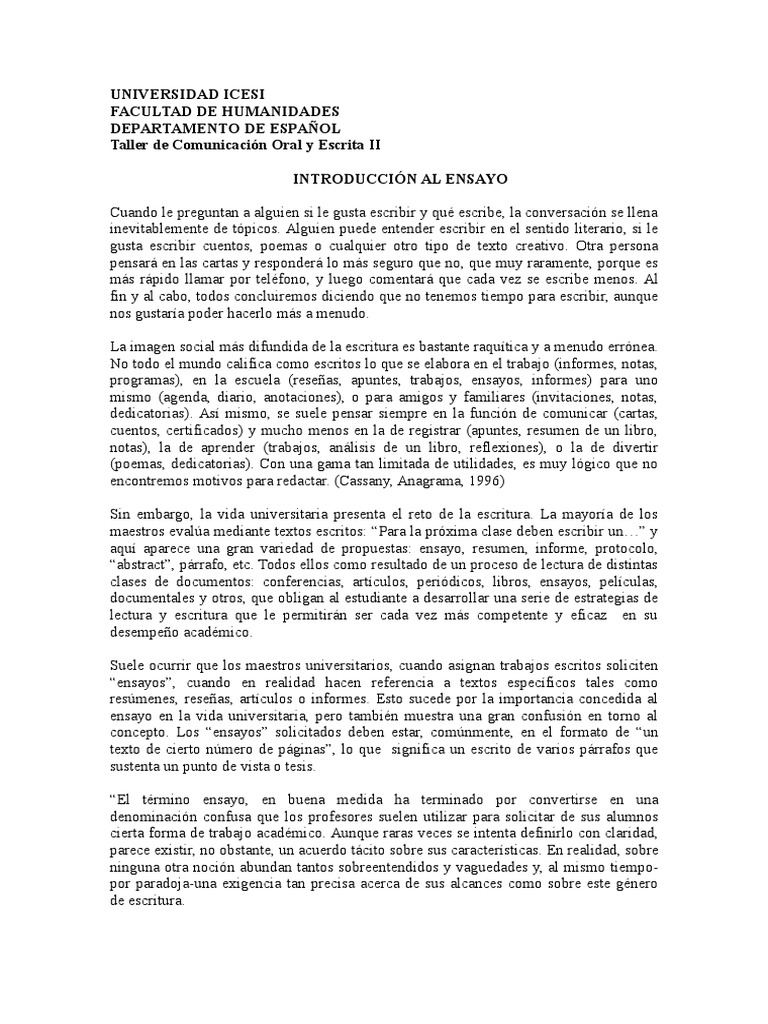 Ensayo Argumentativo Ensayos Autor Prueba Gratuita De 30 Días