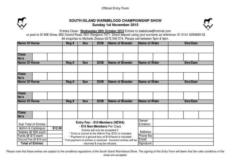 SIWBEntry Form 2015 | PDF