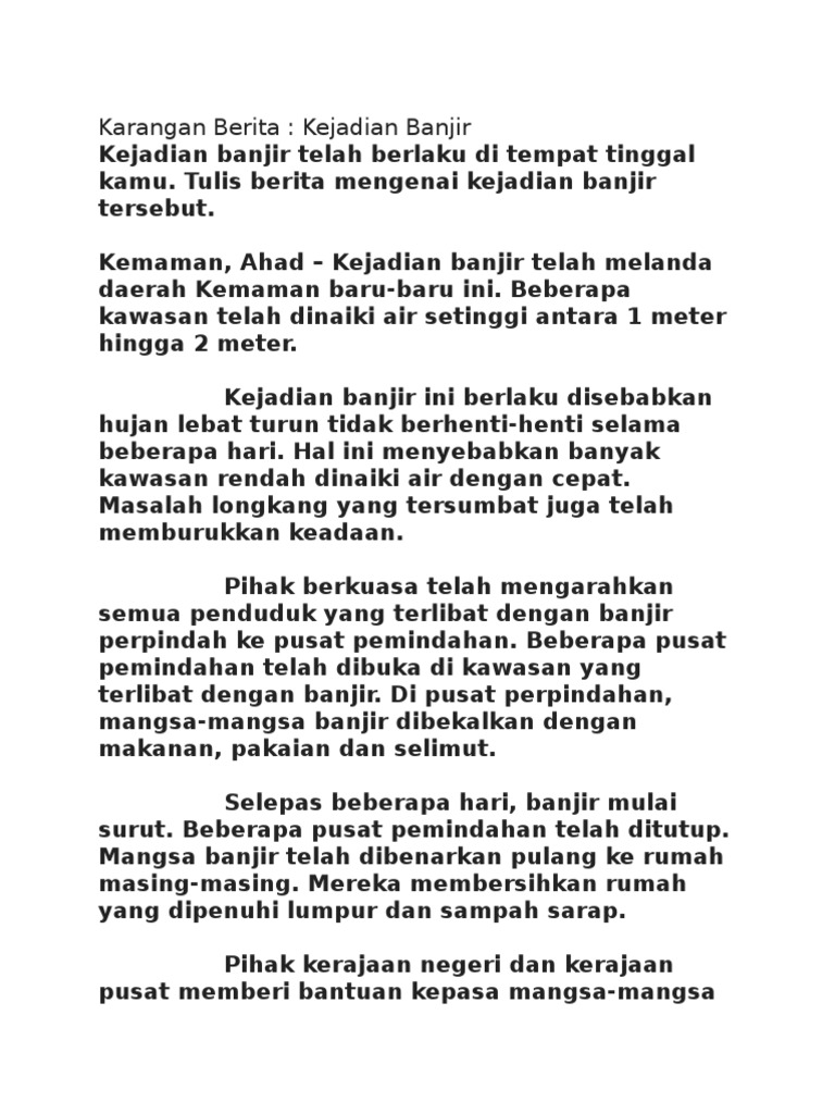 Karangan Berita Banjir 2 Pdf