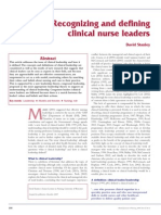 Recognising and Defining Clinical Nurse Leaders