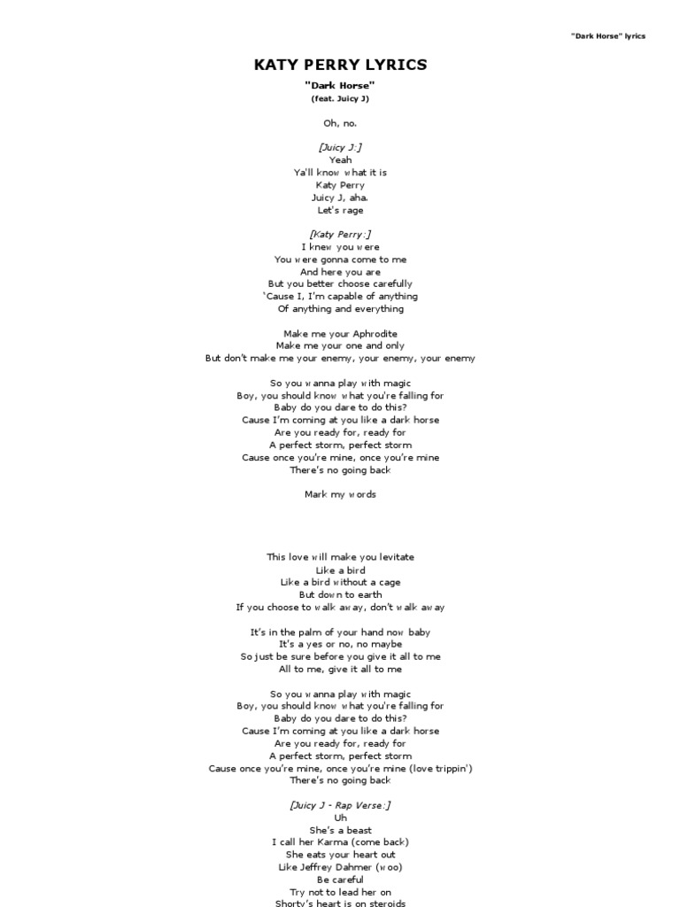 Dark Horse Lyrics