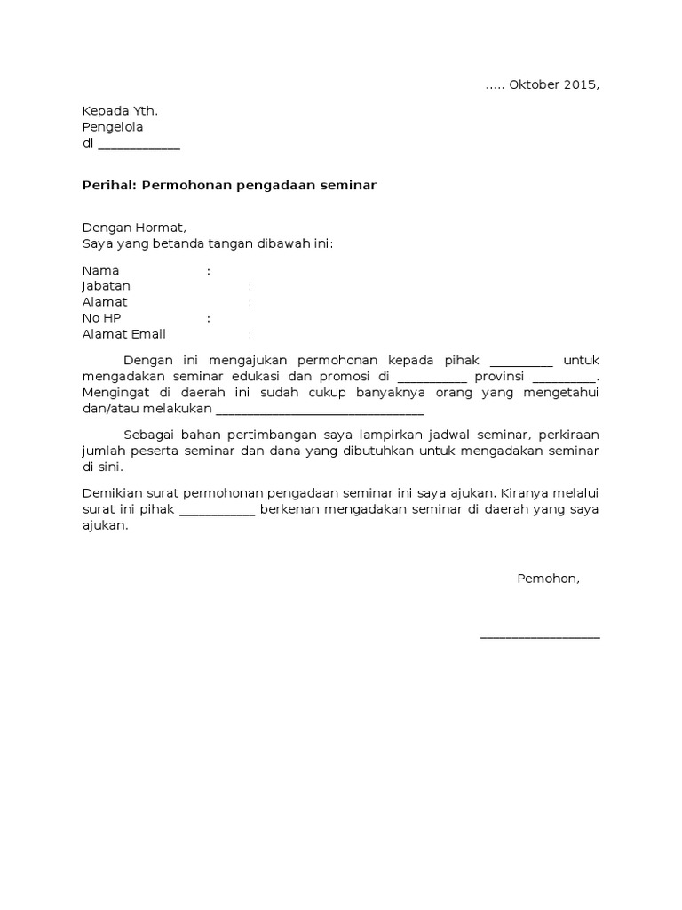 Contoh Surat Iringan Seminar