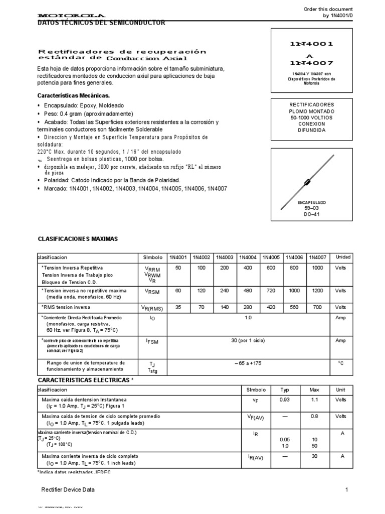1N4000 Data Sheet | PDF | Semiconductores y componentes activos | Business