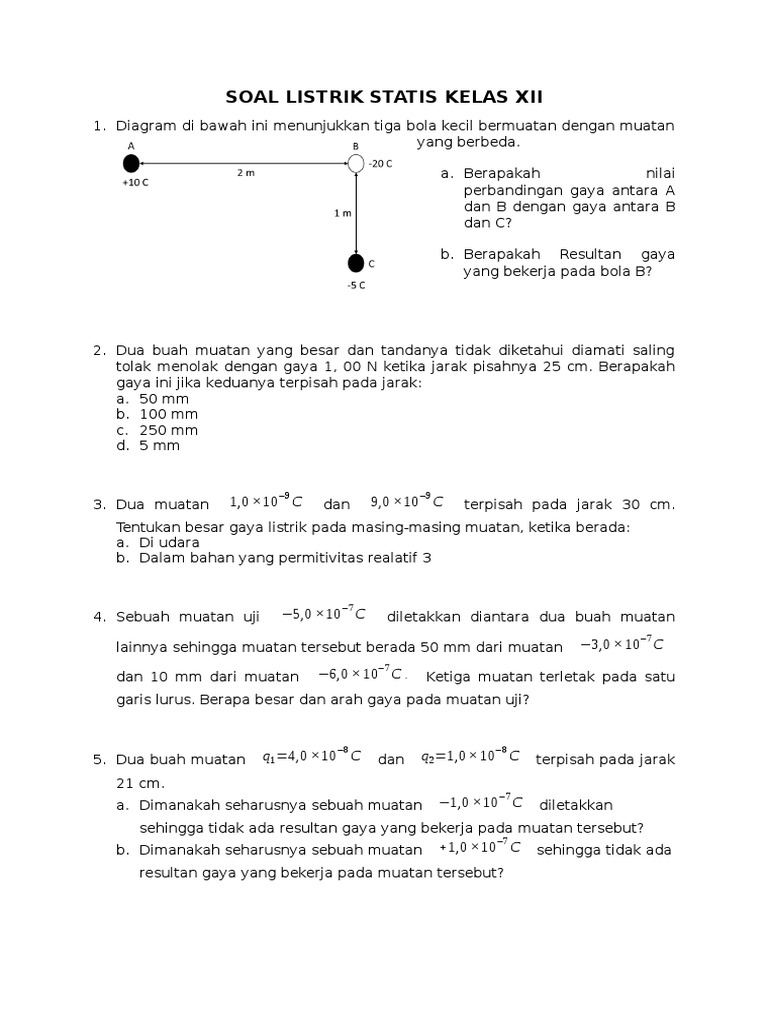 Soal Listrik Statis