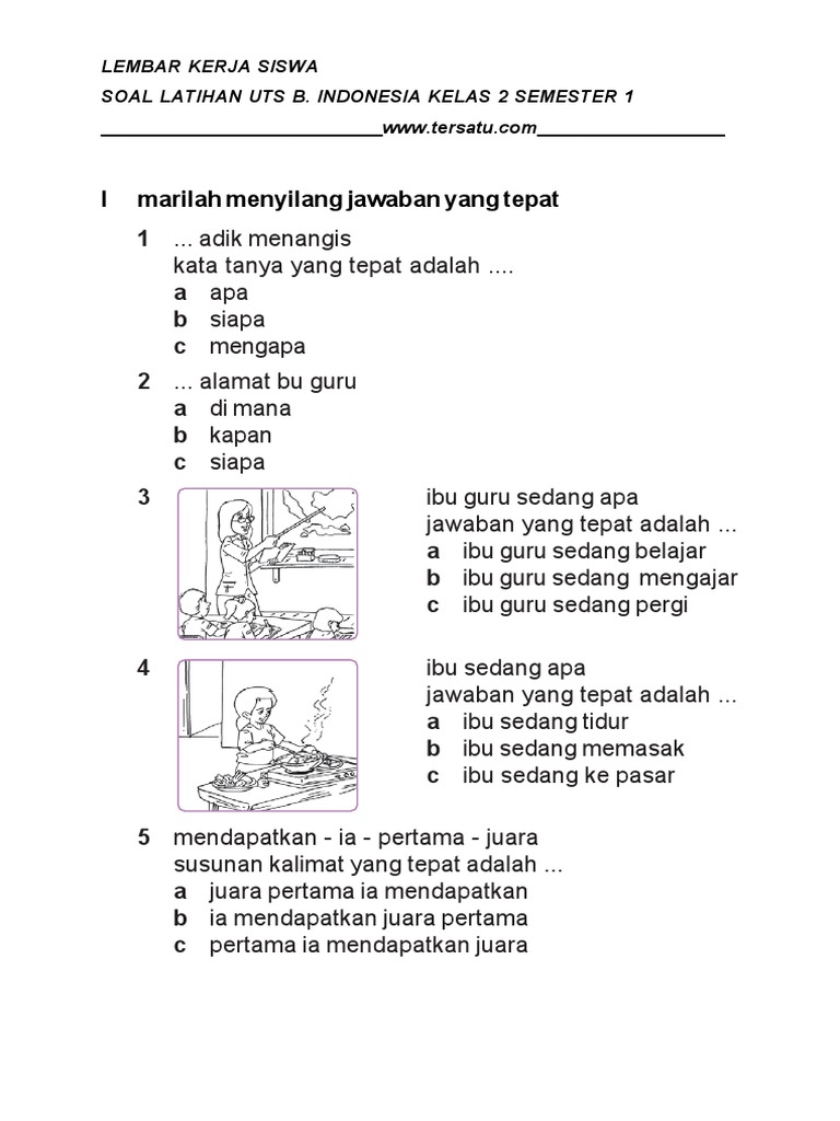 Soal Bahasa Indonesia Kelas 2 Sd : Soal Cerita Bahasa Indonesia Kelas 3