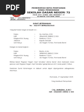 Surat Keterangan Pensiun Usia 60