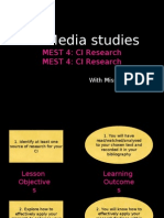 A2 Media Studies: MEST 4: CI Research MEST 4: CI Research