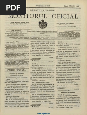 Monitorul Oficial Al Romaniei Nr 136 20 Septembrie 1905