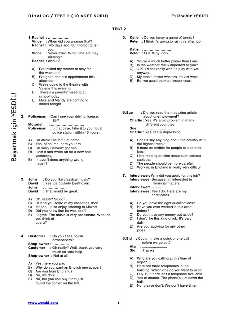 Ingilizce Diyalog PDF Leisure