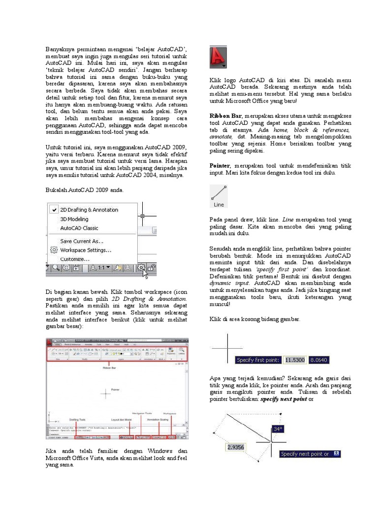 Tutorial Dasar AutoCAD 2009 untuk Pemula | PDF