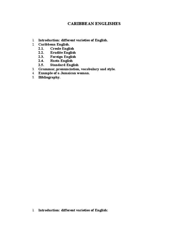 Caribbean English | PDF | Stress (Linguistics) | English Language