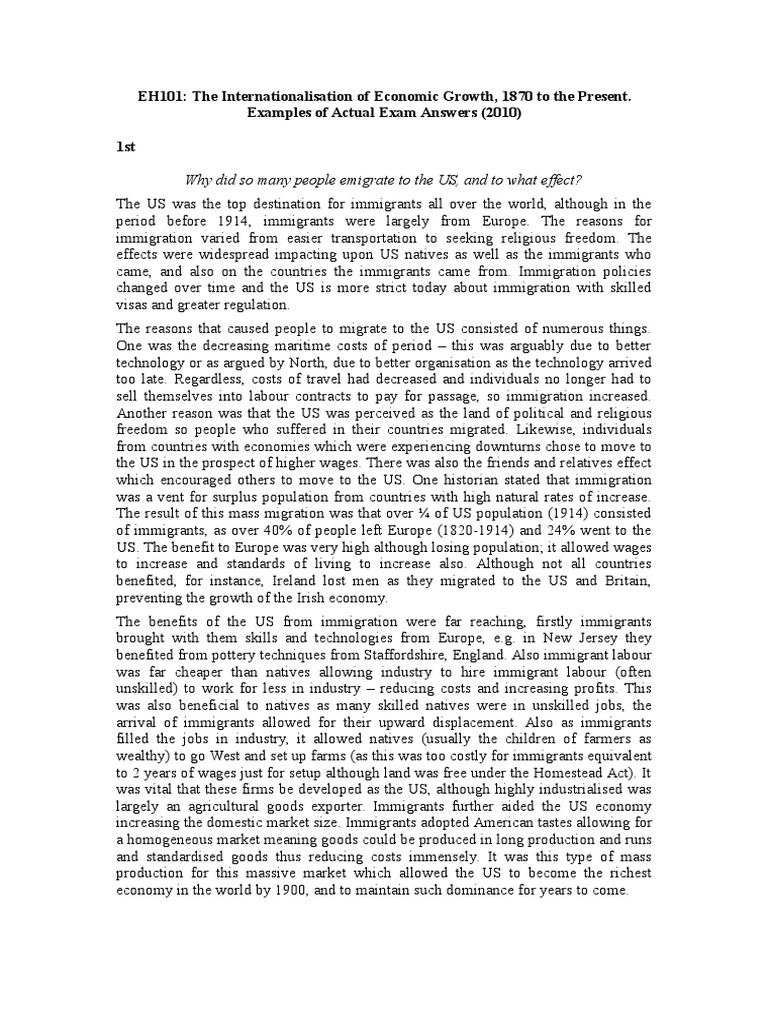 Economic History Essays Great Depression Immigration