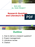 Research Question and Literature Review: BUS 450 Final Year Project