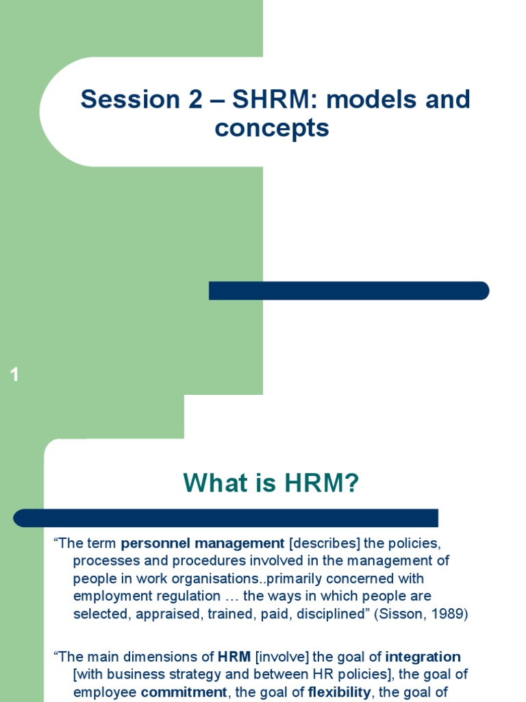 SHRM Models and Concepts Human Resource Management Strategic Management