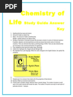 Chemistry of Life Study Guide Answer Key