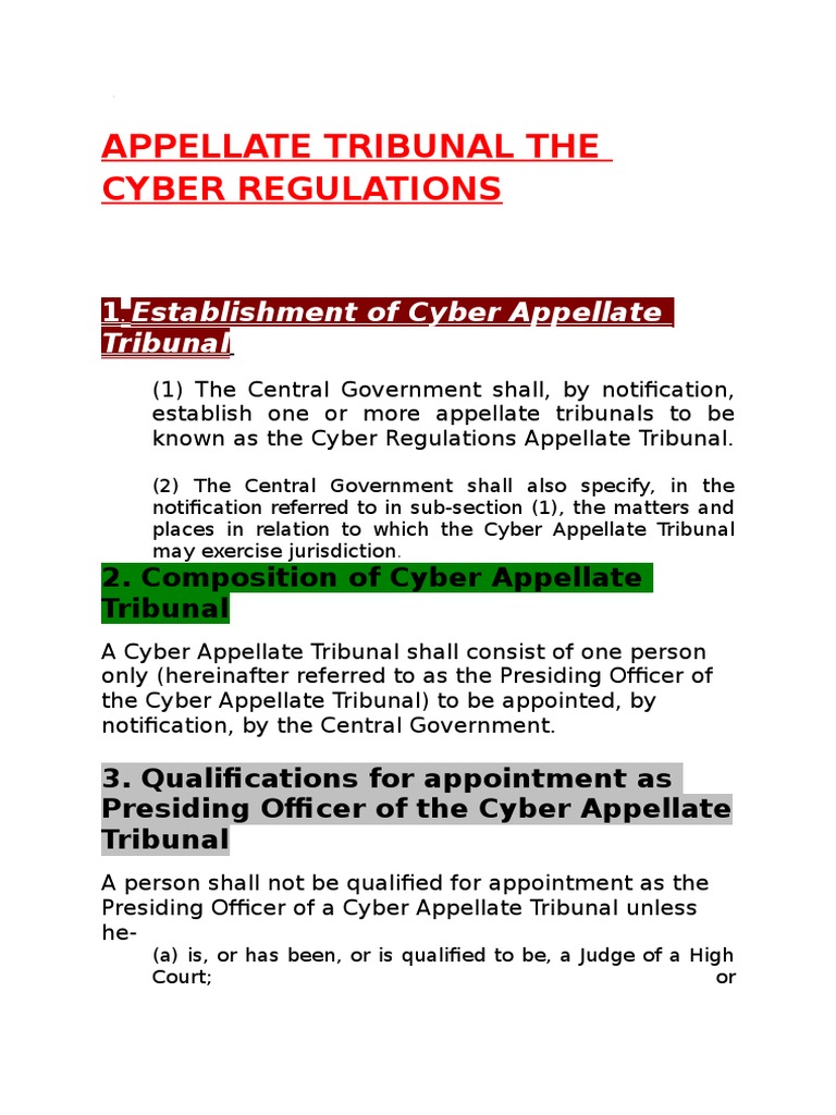 The Cyber Regulations Appellate Tribunal PDF Lawsuit Appeal