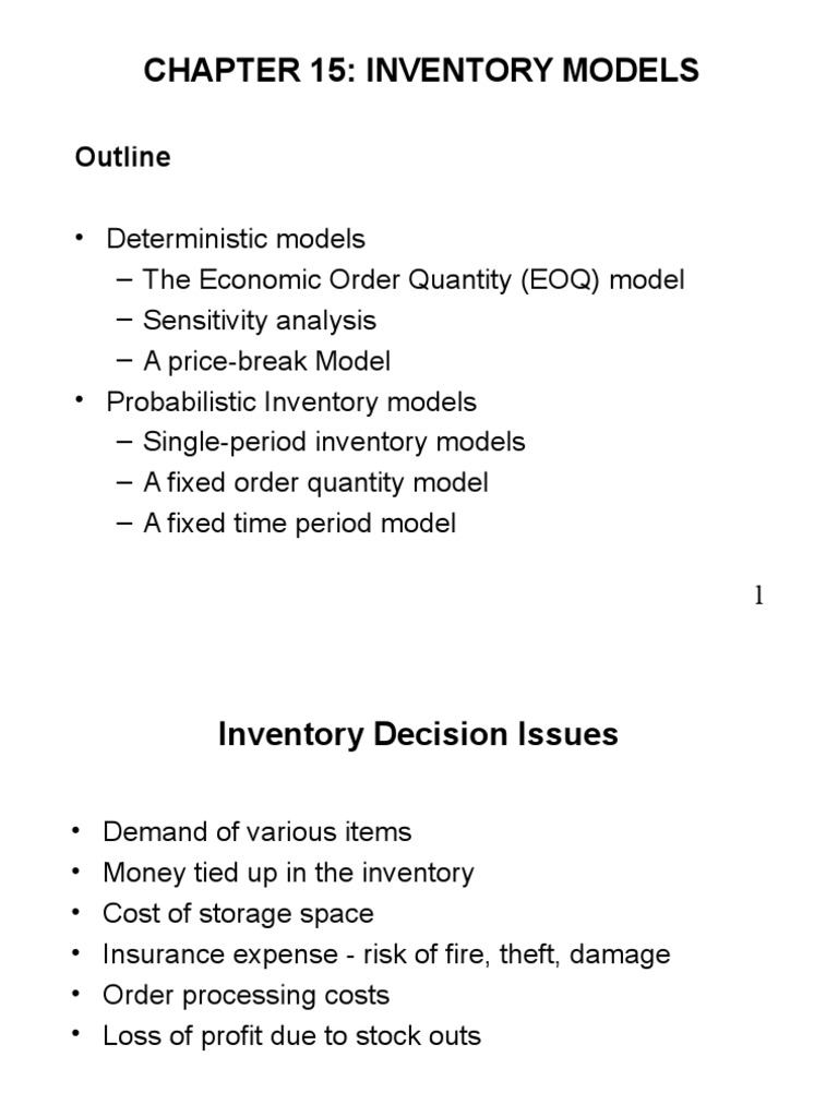Inventory Models Ma Economics | PDF | Finance & Money Management ...