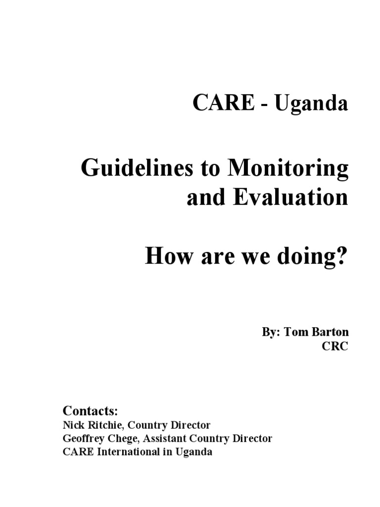 Guidelines To Monitoring and Evaluation CARE Uganda PDF Monitoring And Evaluation Evaluation