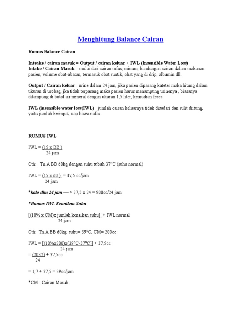 Menghitung Balance Cairan