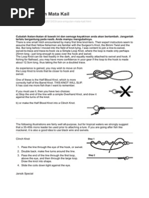 Cara Simpulan Mata Kail Pdf Knot Fishing Tackle