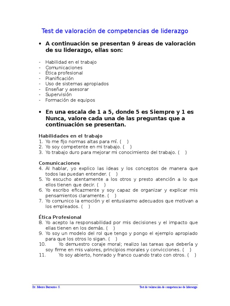 Test de Competencias de Liderazgo | PDF