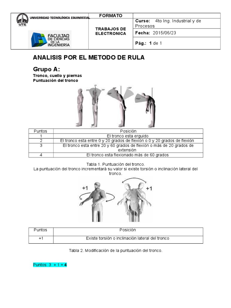 Análisis RULA en Ergonomía Laboral | PDF | Factores humanos y ergonomía