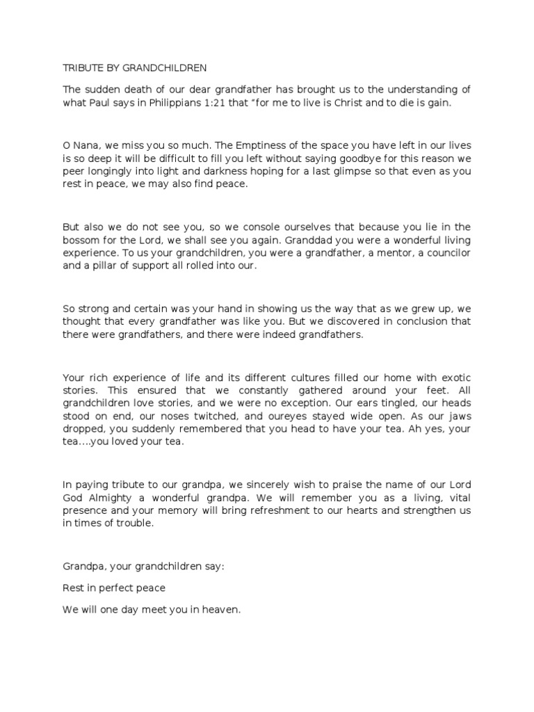 Tribute by Grandchildren  PDF