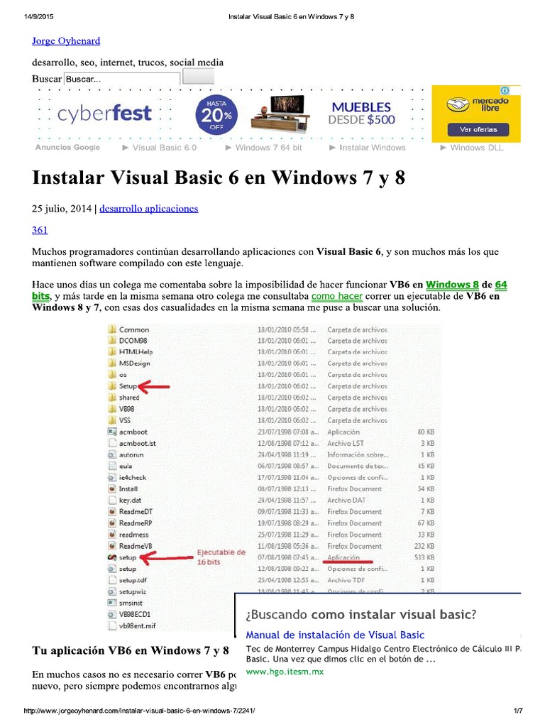 Instalar Visual Basic 6 en Windows 7 y 8 | PDF