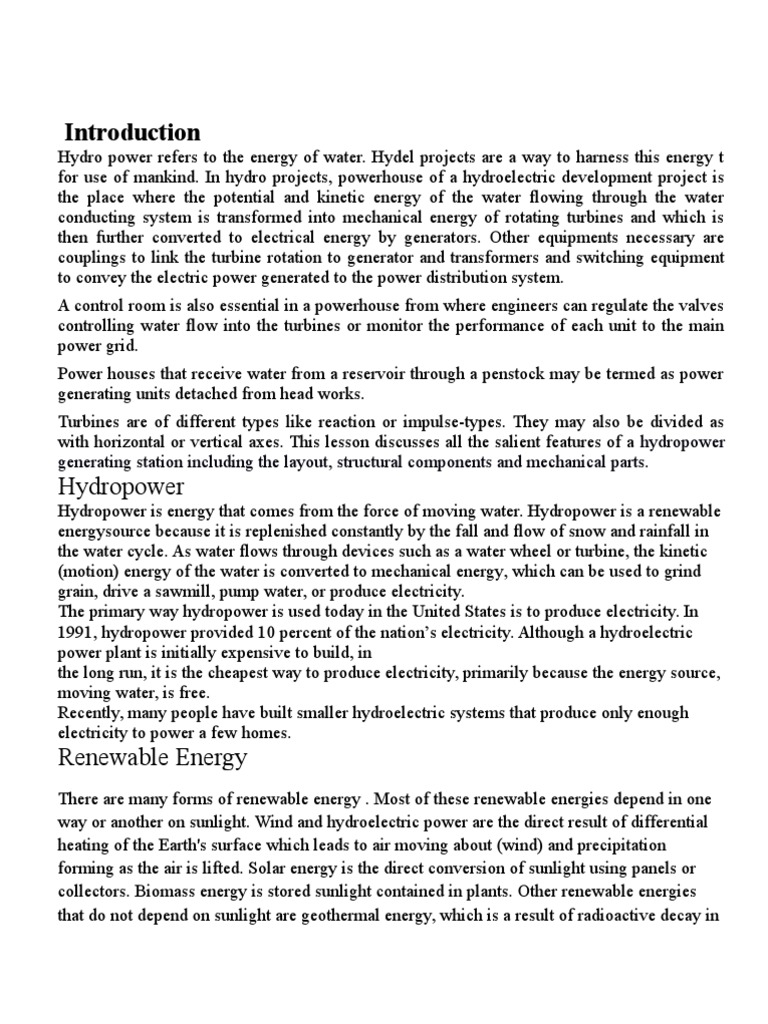 Hydro Power Project Overview and Benefits | PDF | Dam | Hydroelectricity
