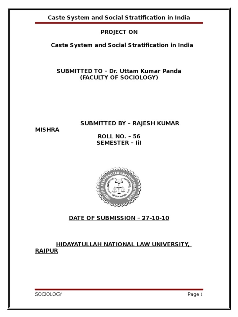 Sociology: Caste System | PDF | Social Stratification | Social Inequality